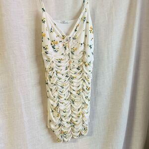 Haley & June Dress Women’s 3X White Floral Sundress Ruched Mini Spaghetti Strap